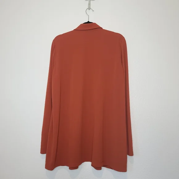 Lafayette 148 Women’s Rainey Matte Jersey Open Front Blazer–Rust Orange–Size L - Picture 9 of 11